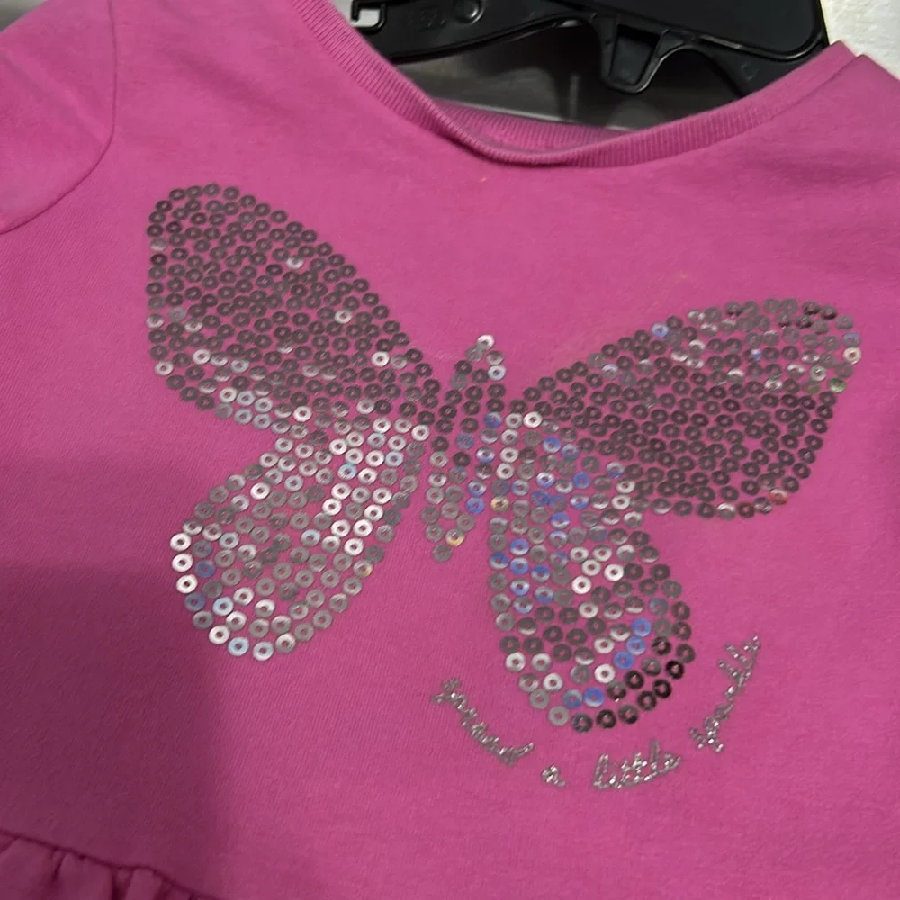 Girls 24 month casual dress long sleeve butterfly sequin spread a little sparkle